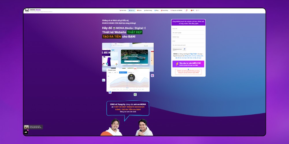 Creative agency website design MONA Media