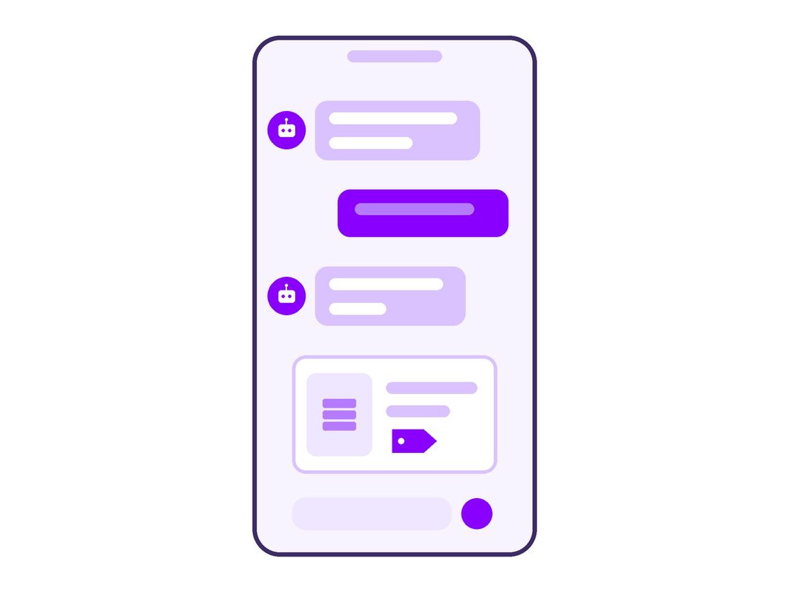 In-app AI assistant answering a customer question inside a mobile app