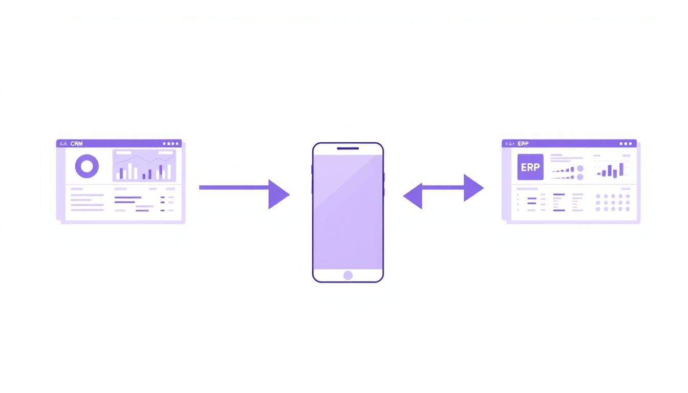 Mobile app synced in real time with CRM and ERP systems