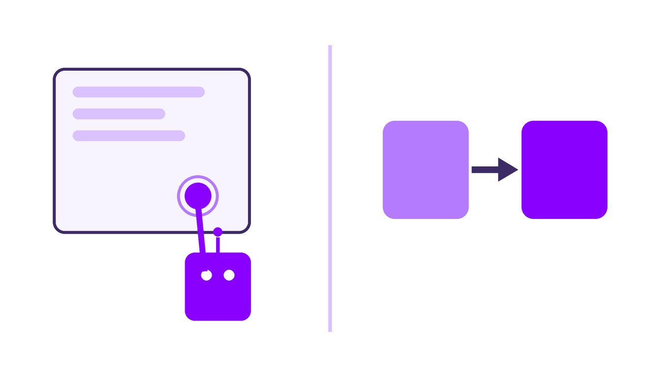 Screen-driven RPA bot compared with a direct API integration
