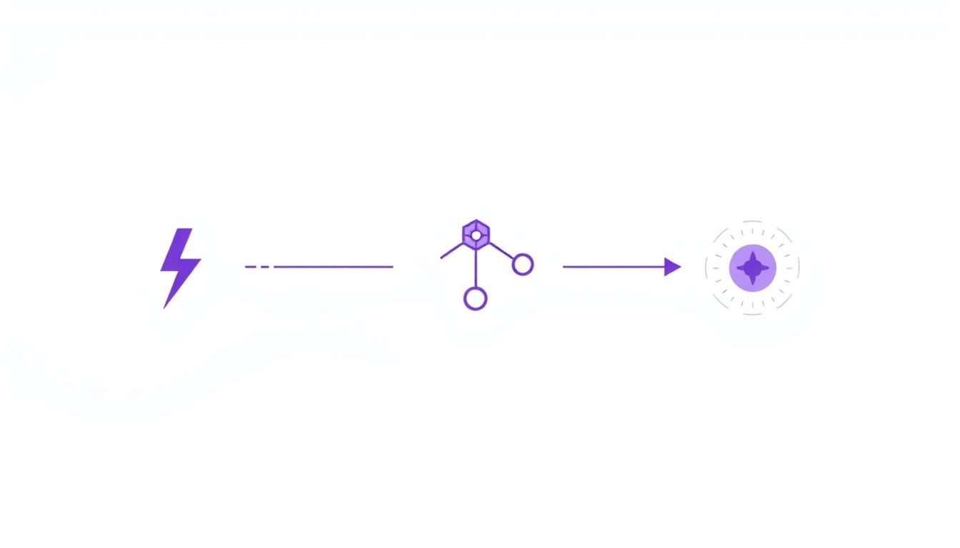 Workflow automation trigger, logic, and action diagram
